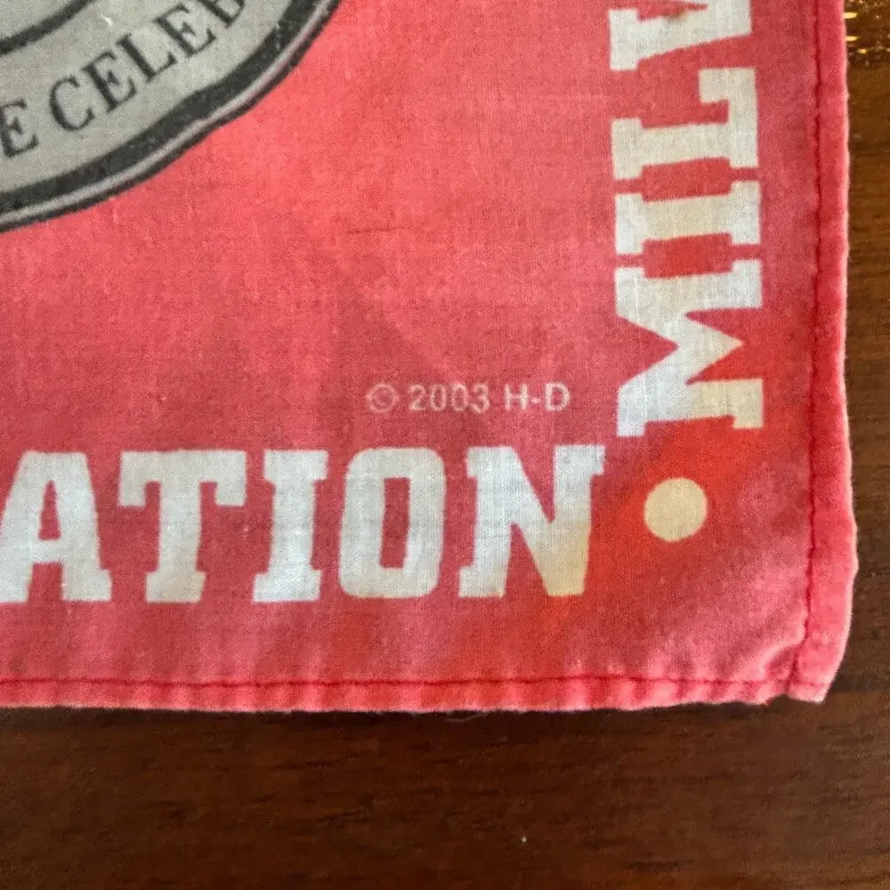 Vintage 2003 Harley-Davidson Bandana Handkerchief Red 100th Anniversary RARE